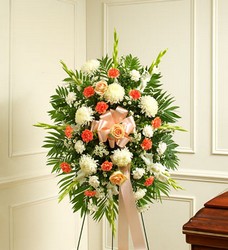 Peach, Orange and White <BR>Sympathy Standing Spray Davis Floral Clayton Indiana from Davis Floral